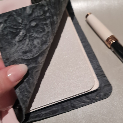 Handmade Embossed Black Leather Travelers Journal - The Chronicles of LZ