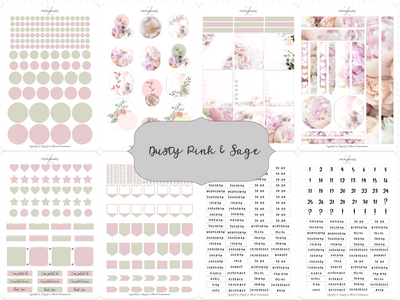 Crystal Sage Florals Sticker Kits - The Chronicles of LZ Dusty Pink & Sage Kit